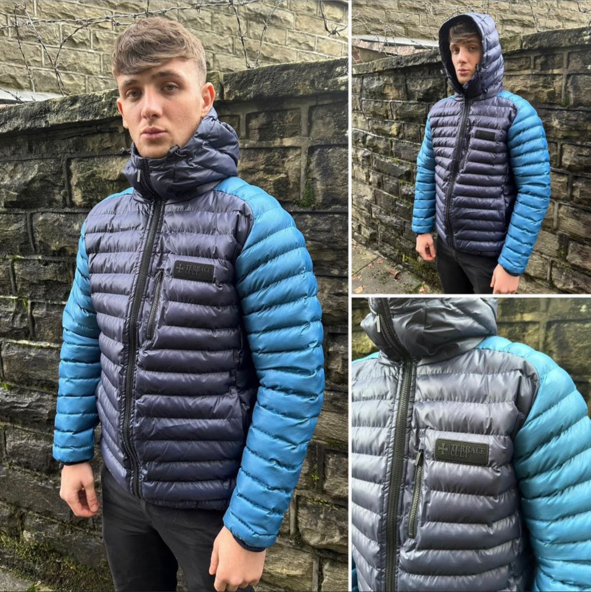 VESTE ISOLANTE À CAPUCHE ANGELO :: BLEU FONCÉ/CLAIR