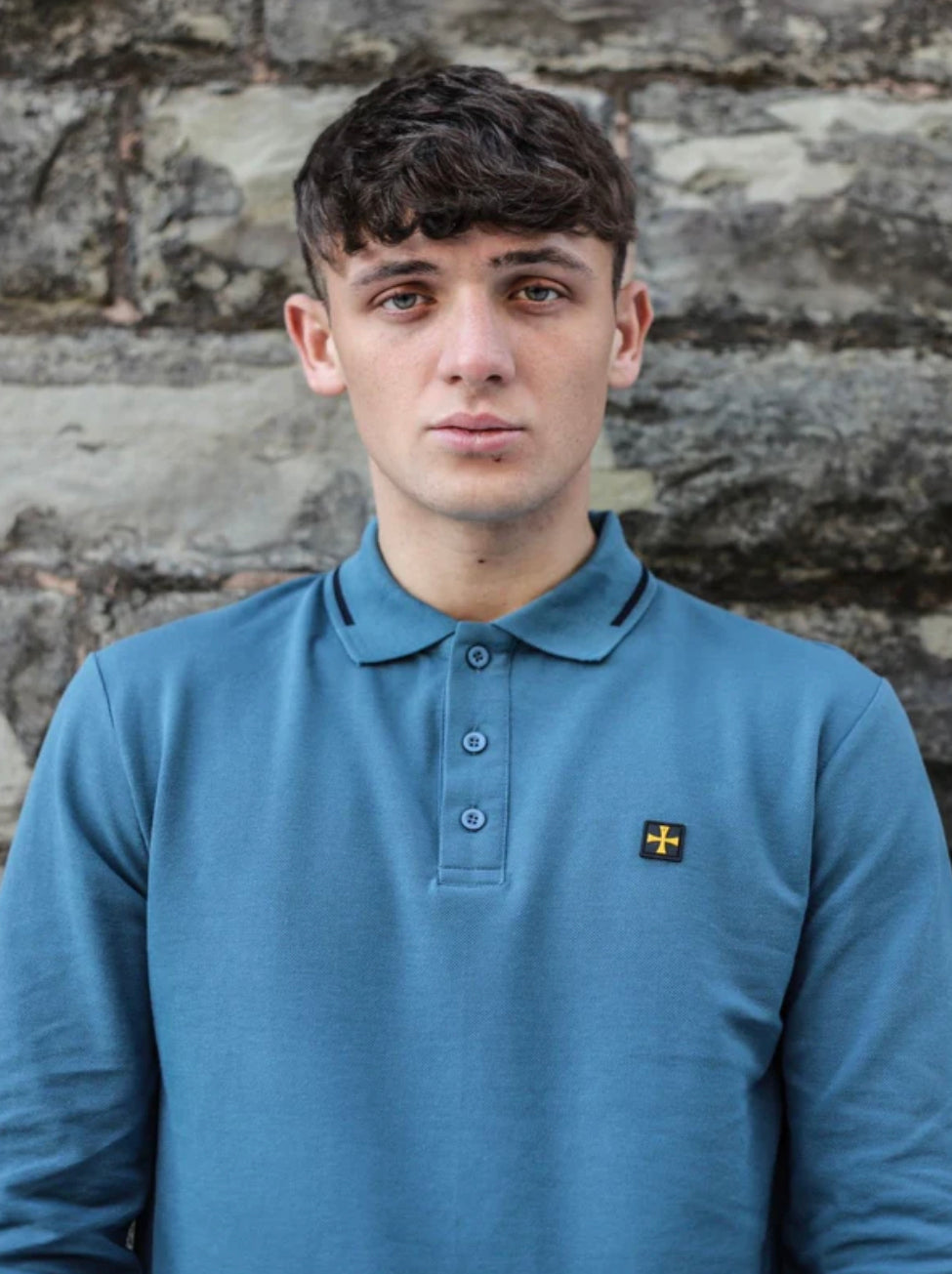 POLO PREMIUM MANCHES LONGUES :: INFINITY BLEU/NOIR