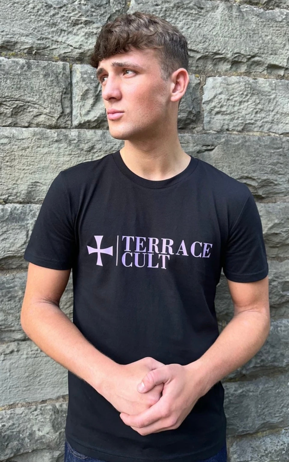 CULT X LOGO TEE :: LILAC/BLACK