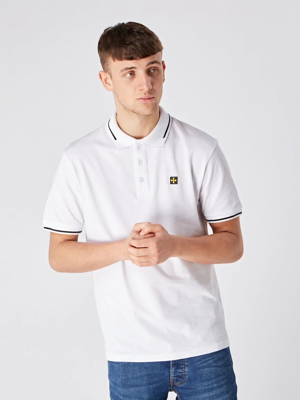 POLO PIQUÉ :: BLANC/NOIR