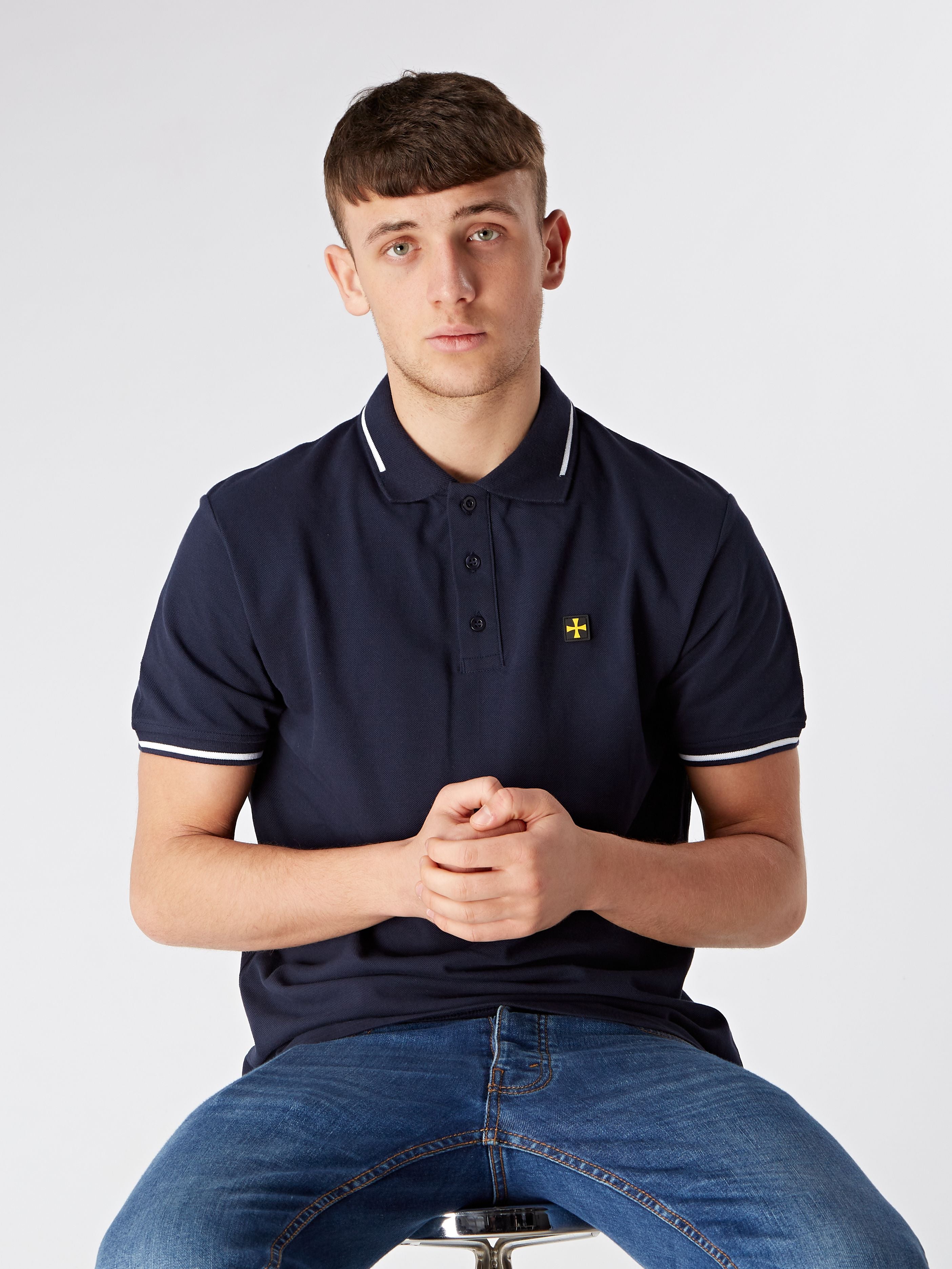 PIQUE POLO :: NAVY/WIT