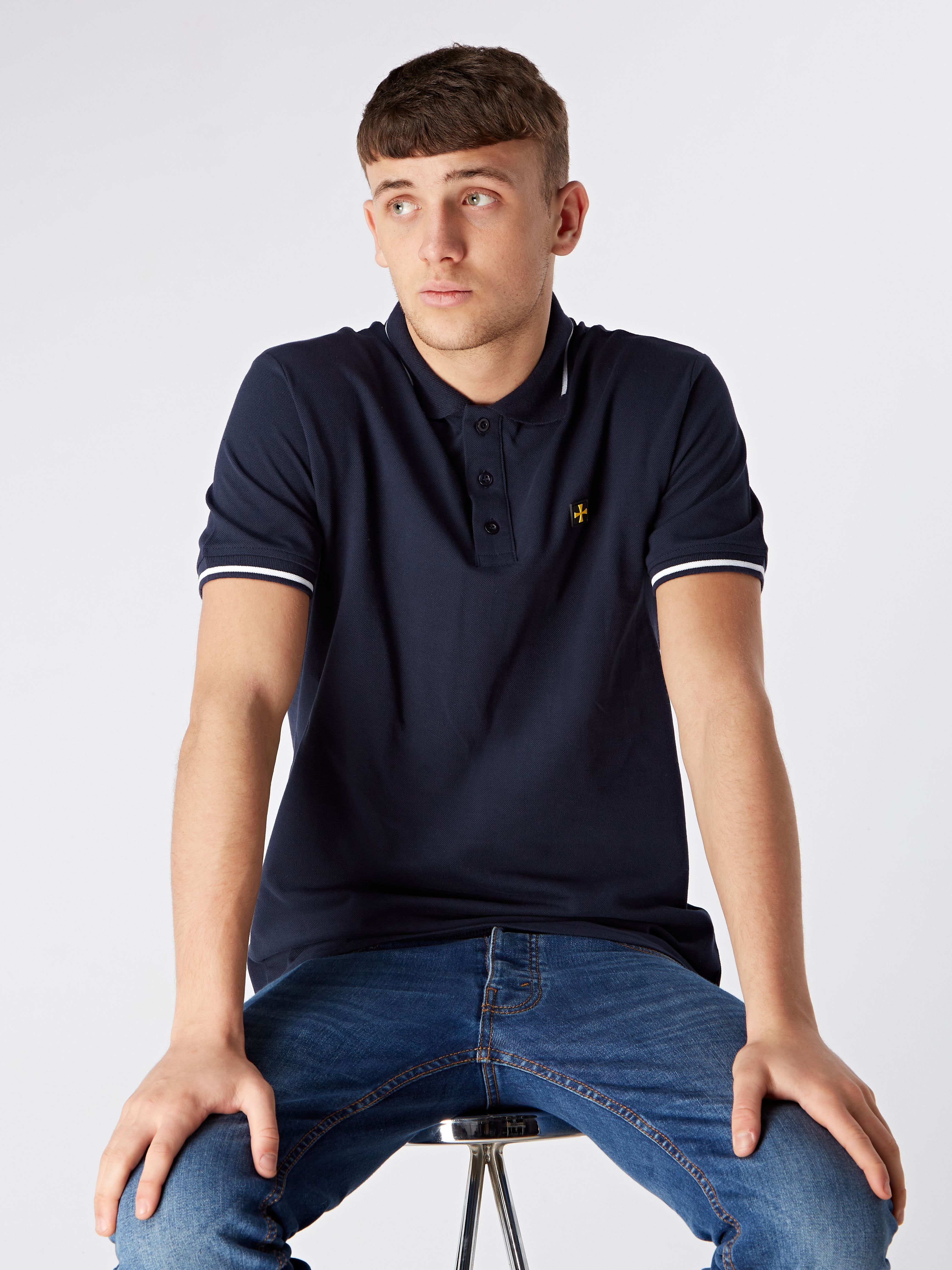 PIQUE POLO :: NAVY/WIT