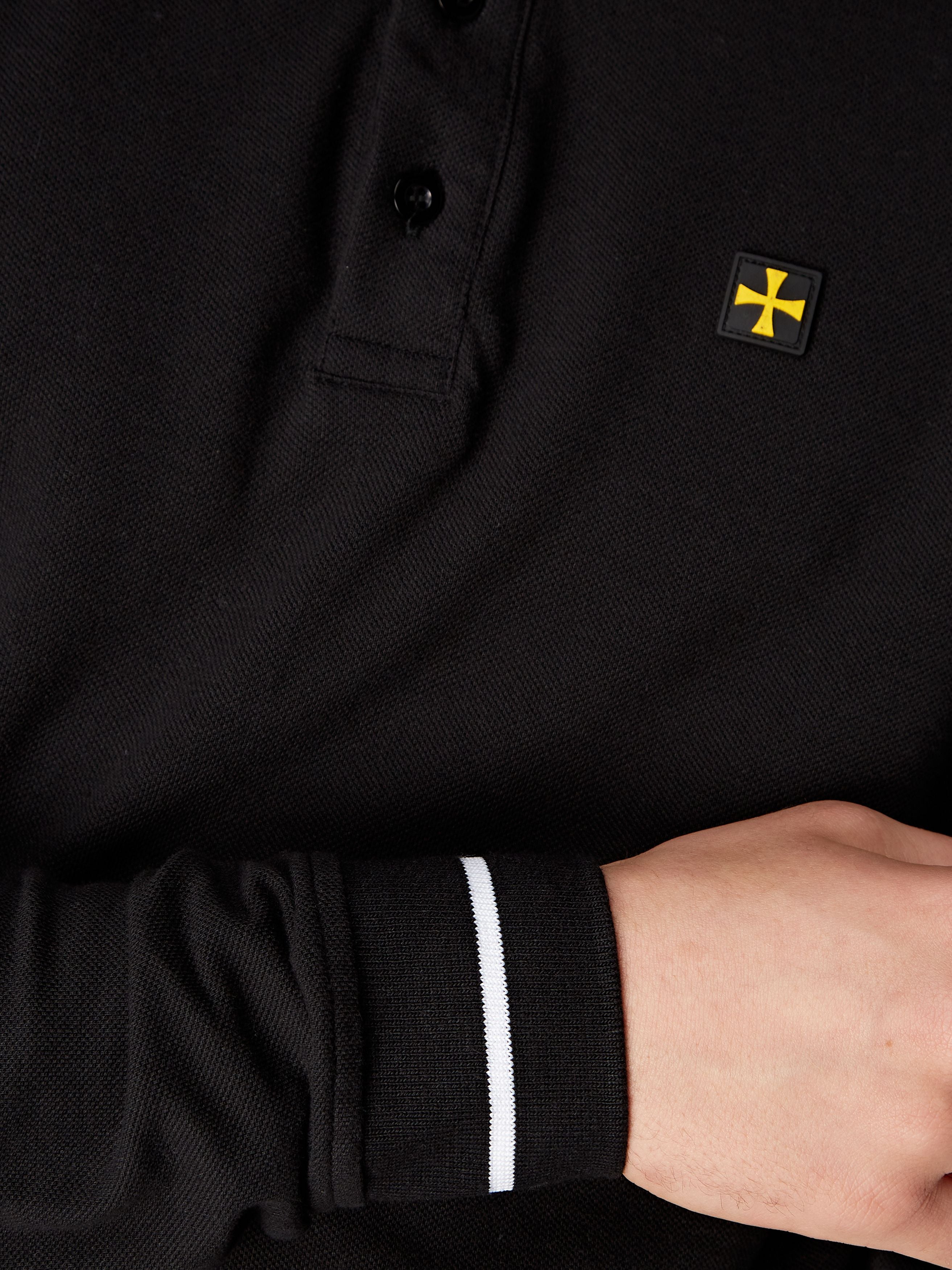 LONG SLEEVE POLO :: ZWART/WIT