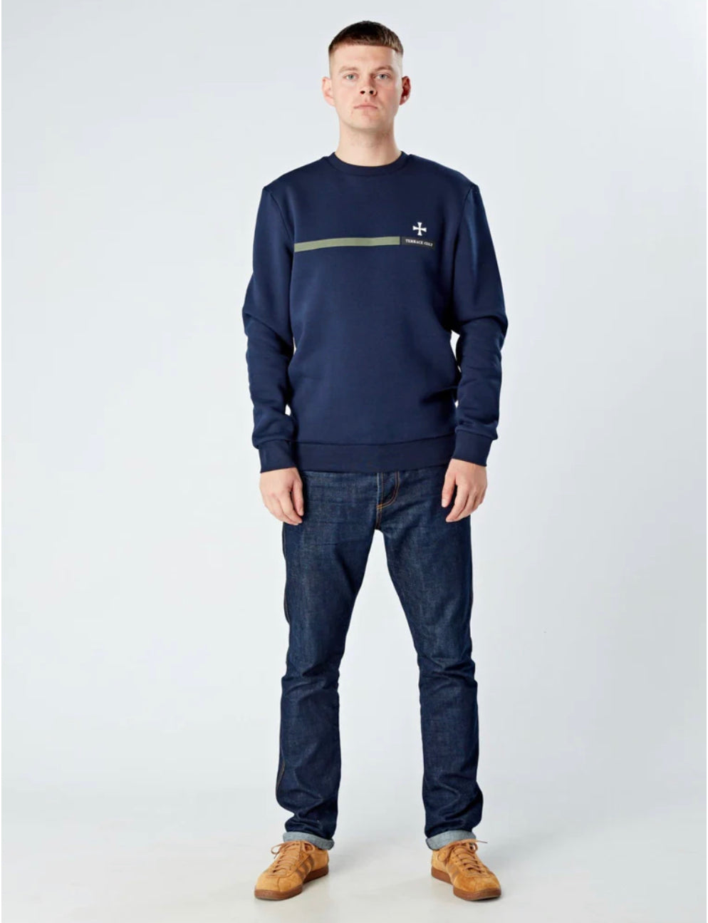 STRIPE GRAPHIC SWEATER :: NAVY