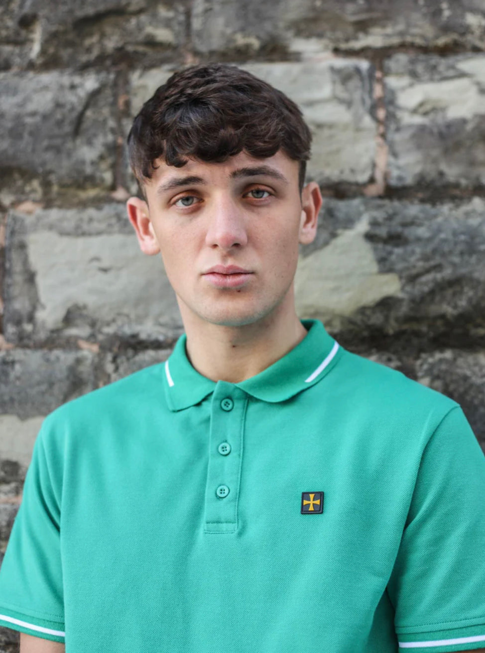 PREMIUM PIQUE POLO :: FORREST GREEN/WHITE