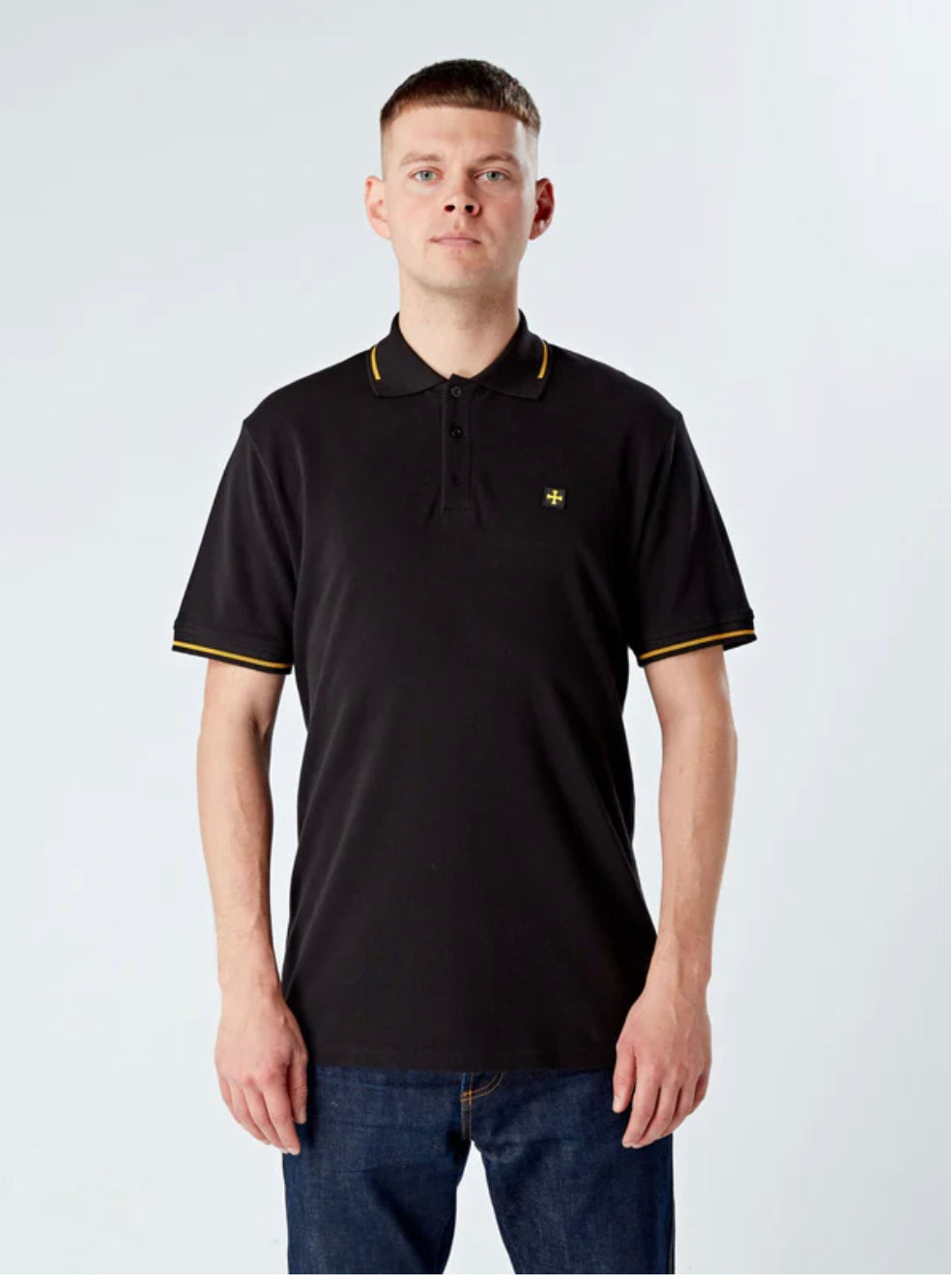 POLO PIQUÉ PREMIUM :: NOIR/JAUNE