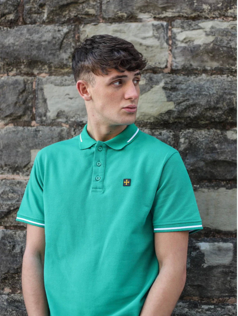 POLO PIQUÉ PREMIUM :: VERT FORREST/BLANC