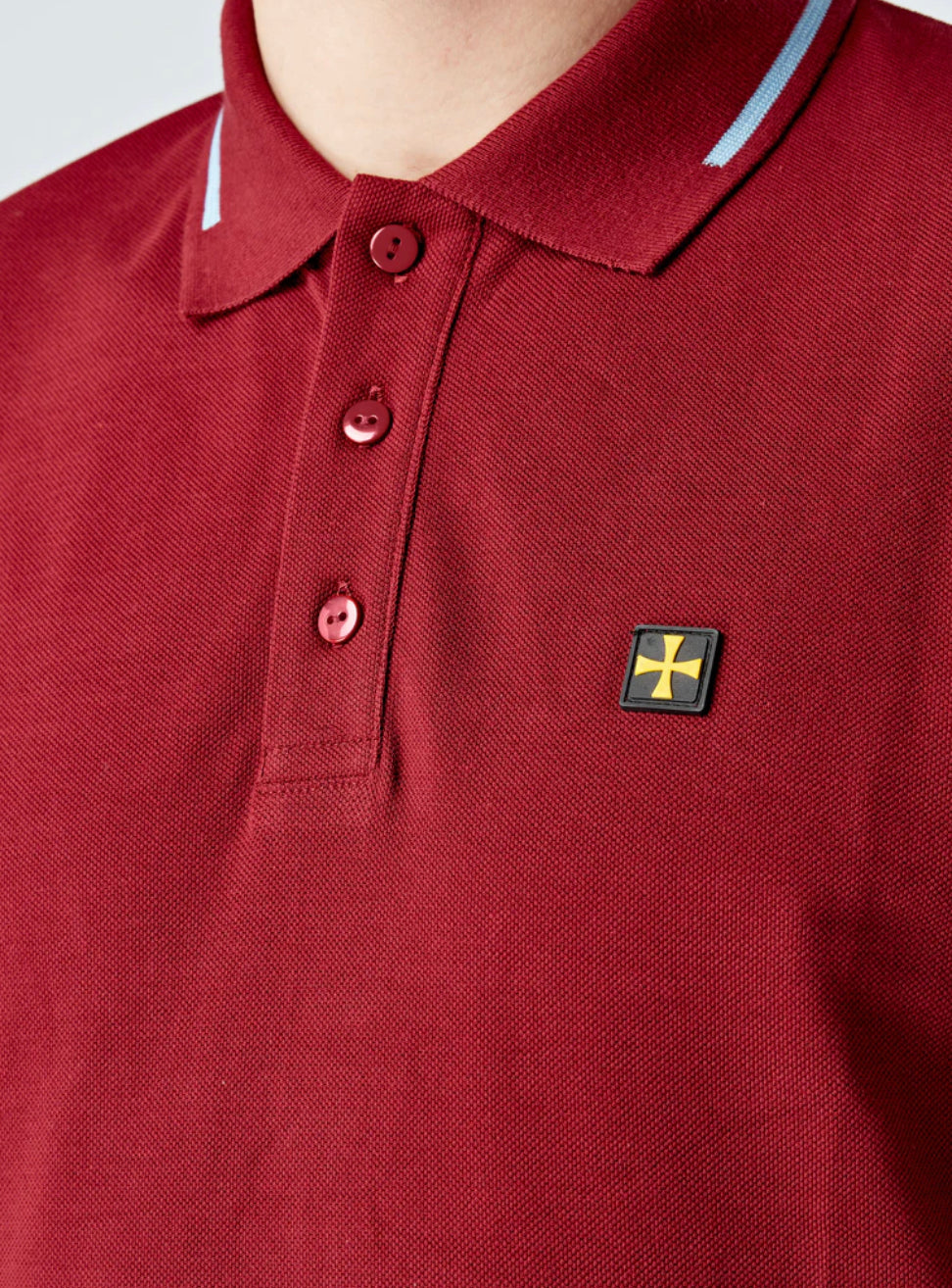 PREMIUM PIQUE POLO :: BURGUNDY/SKY