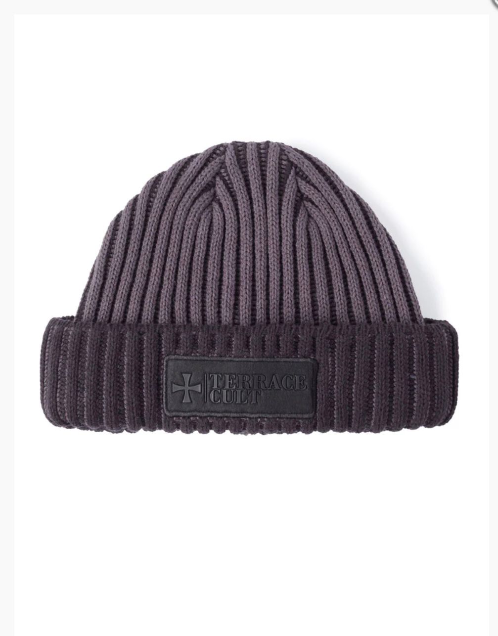 PREMIUM RIBBED BEANIE :: ZWART/CHARCOAL