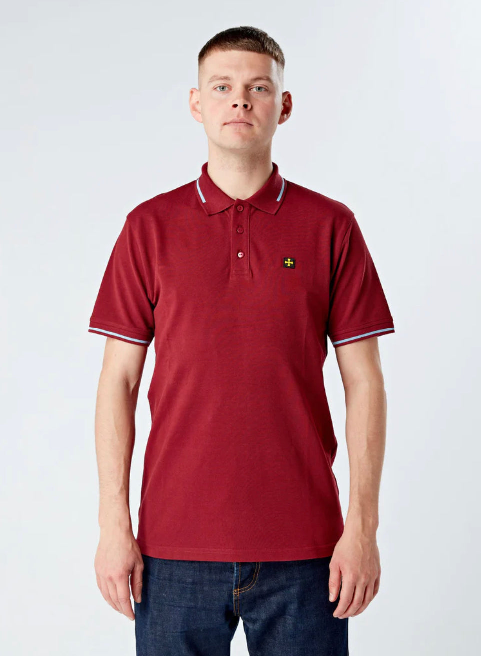 PREMIUM PIQUE POLO :: BURGUNDY/SKY